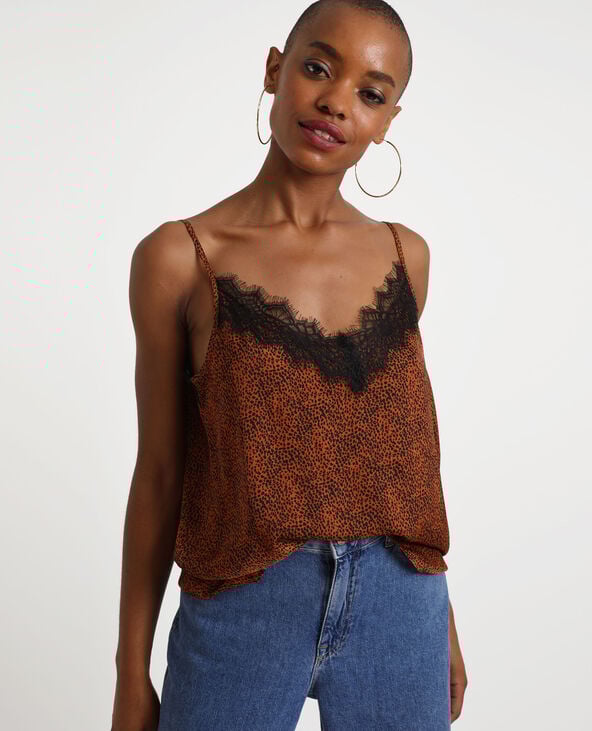 Top à dentelle marron - Pimkie