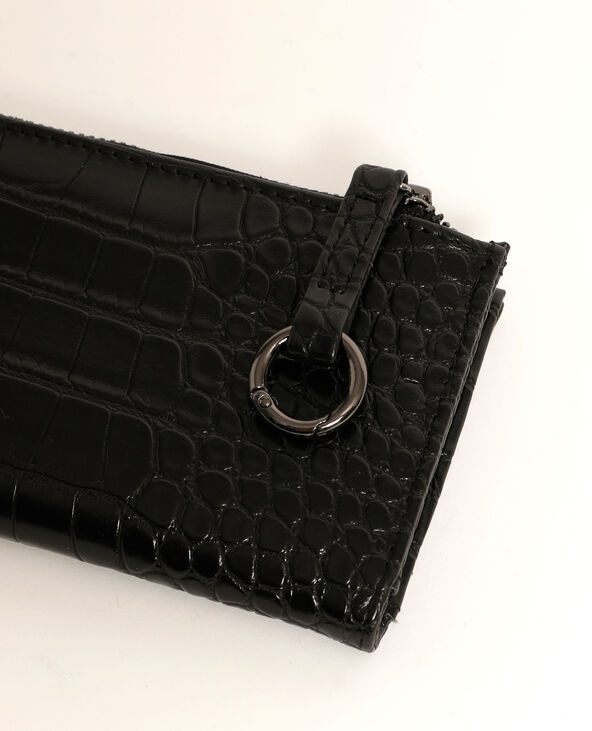 Mini portefeuille effet croco noir - Pimkie