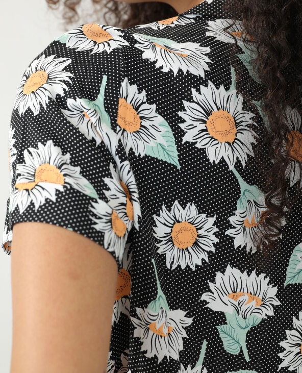 Chemise ample à pois et à fleurs noir - Pimkie