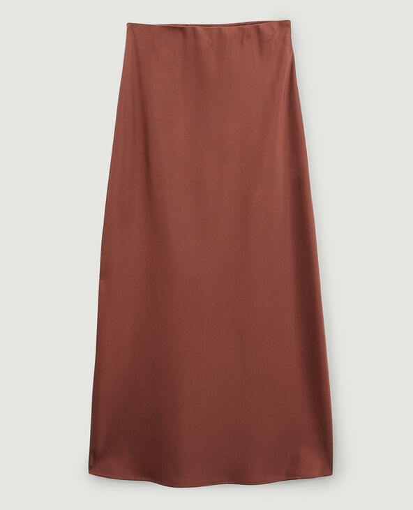Jupe longue en satin orange - Pimkie