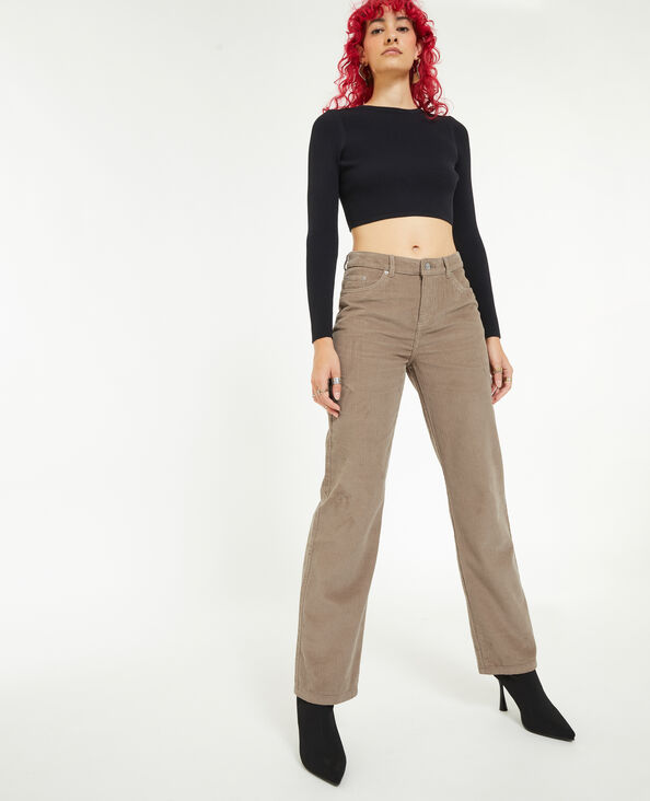 Pantalon droit en velours taupe - Pimkie
