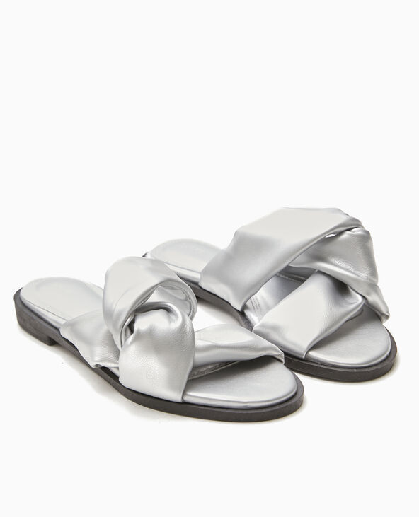 Mules plates avec brides entremêlées argenté - Pimkie