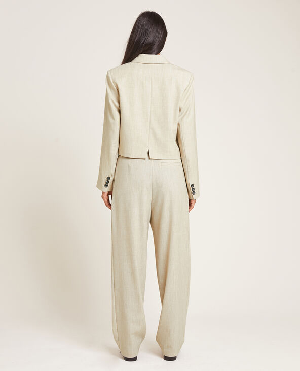 Veste blazer courte avec épaulettes beige chiné - Pimkie