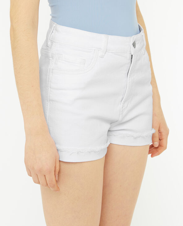 Short en jean taille haute avec élasthane blanc - Pimkie
