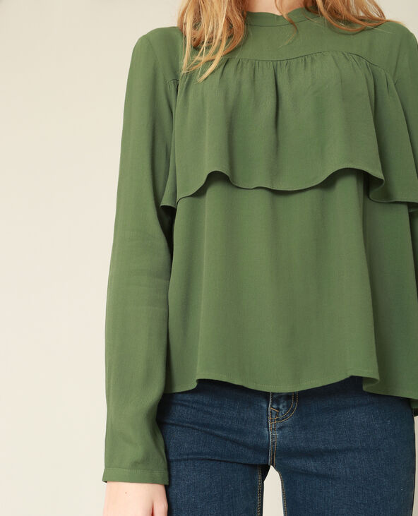 Blouse volantée vert foncé - Pimkie