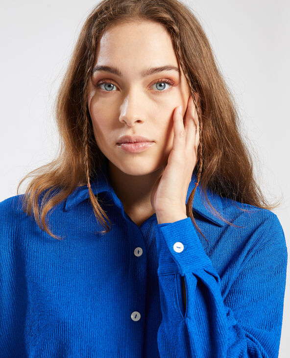 Chemise oversize maille reliefée bleu électrique - Pimkie