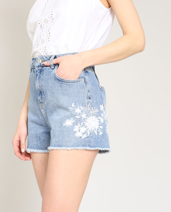 Short brodé bleu foncé - Pimkie
