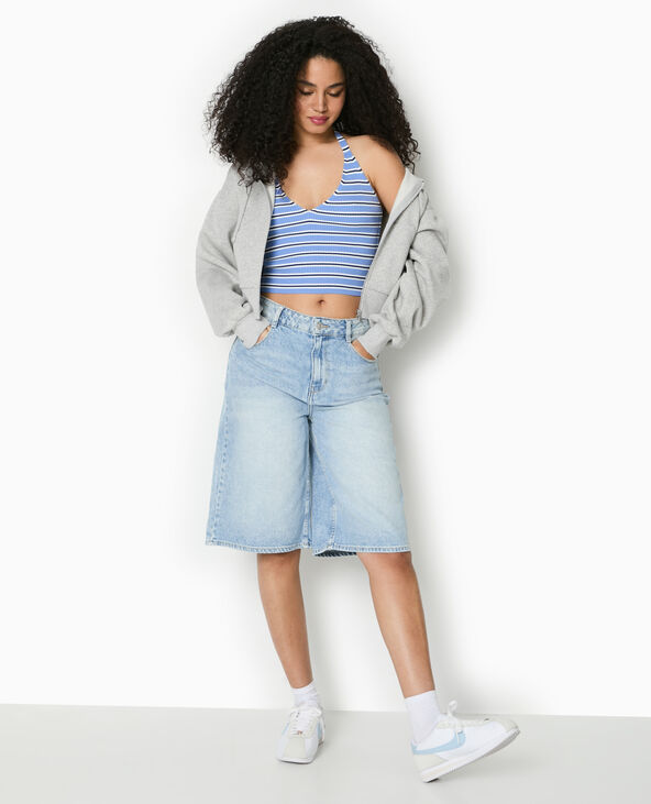 Dos-nu en maille tricot rayée bleu - Pimkie