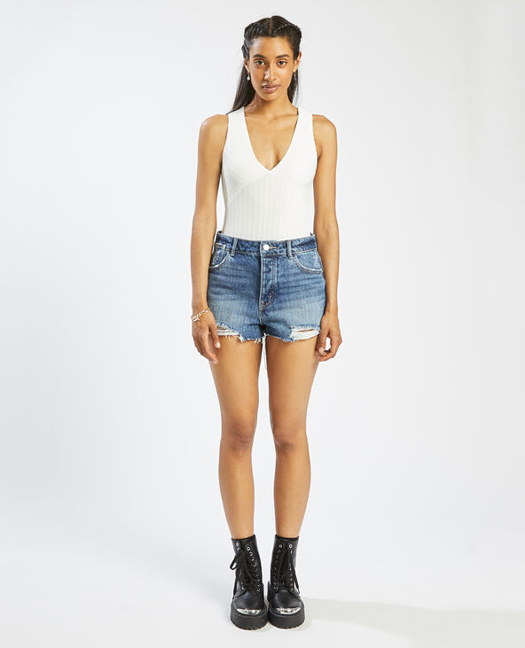 Body col V maille texturée blanc - Pimkie