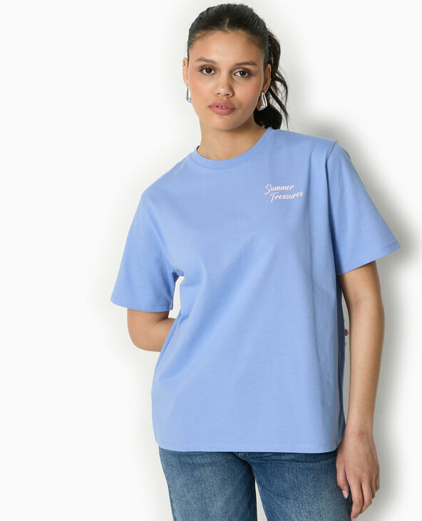 T-shirt oversize avec print devant et dos bleu - Pimkie