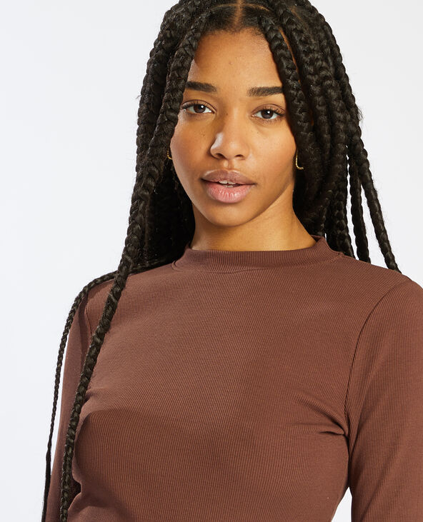 Sous-pull cropped côtelé marron - Pimkie