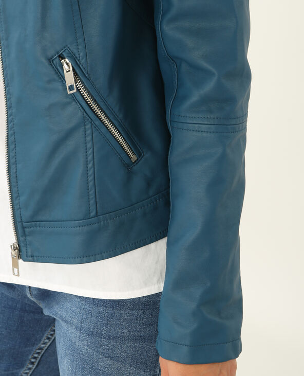 Veste en simili cuir bleu foncé - Pimkie
