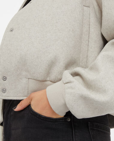 Blouson bomber façon drap de laine beige - Pimkie
