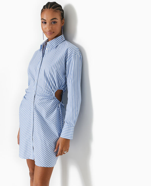 Robe chemise rayée avec cut out côtés bleu - Pimkie