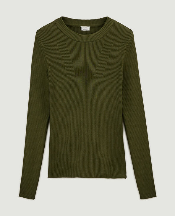 Pull en maille col rond vert kaki - Pimkie