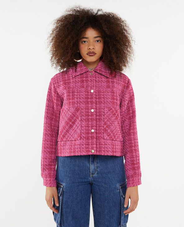 Veste courte et droite en tweed rose - Pimkie