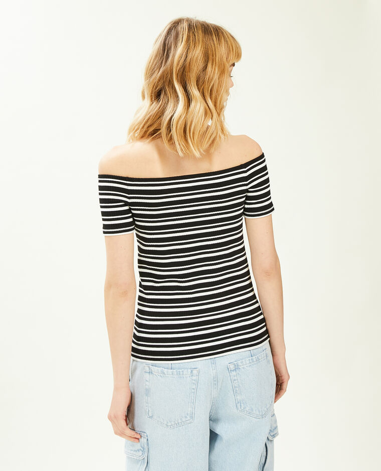 Top encolure Bardot maille côtelée blanc - Pimkie