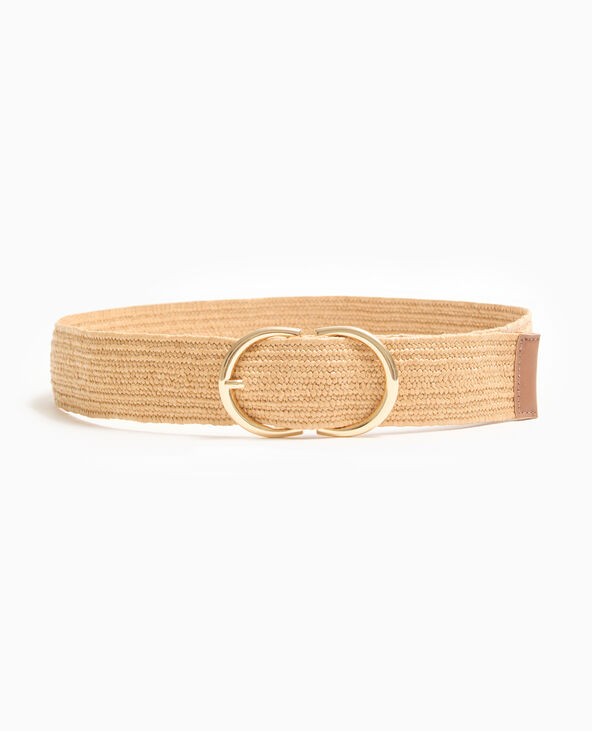 Ceinture élastiquée en raphia beige - Pimkie