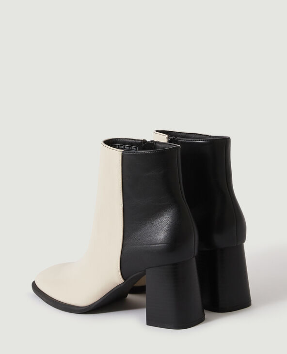 Bottines bicolores à talon en simili cuir noir - Pimkie