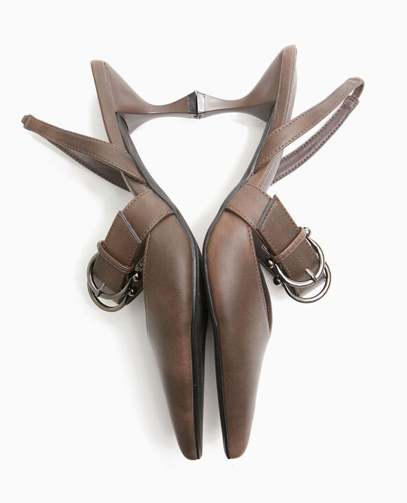 Escarpins pointus ouverts au talon marron - Pimkie
