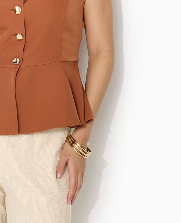 Veste sans manches peplum avec boutons fantaisie marron - Pimkie