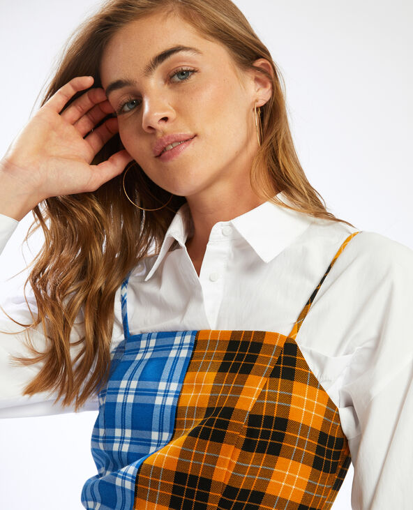 Robe bicolore à carreaux orange - Pimkie