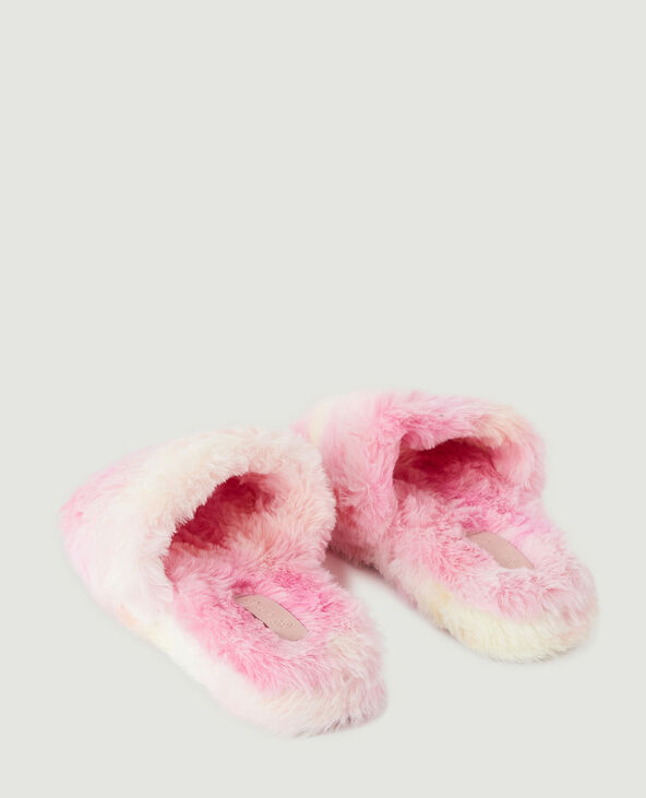 Sandales fausse fourrure tie and dye rose - Pimkie