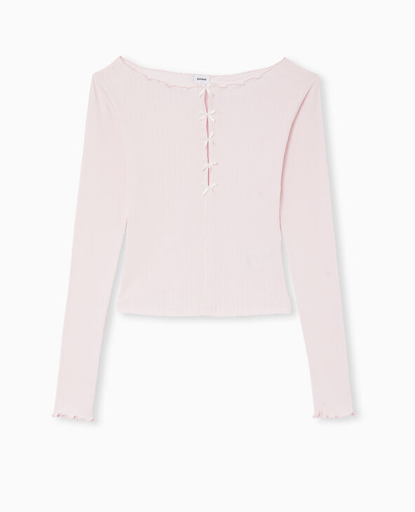 Top manches longues avec nœuds rose clair - Pimkie