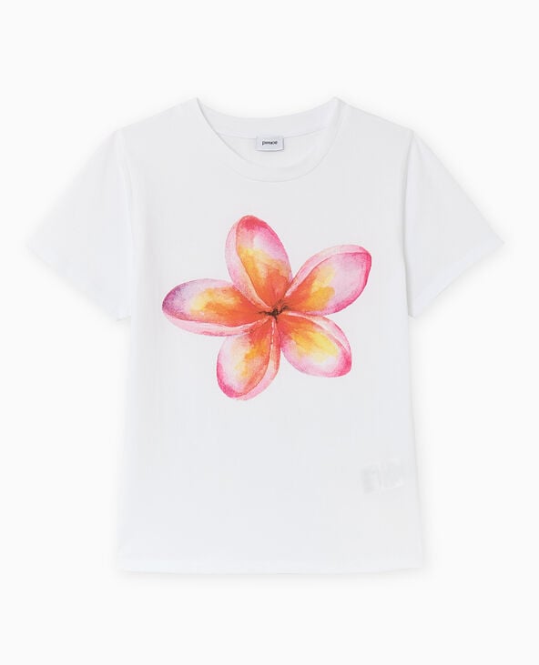 T-shirt ajusté avec print fleur devant blanc - Pimkie