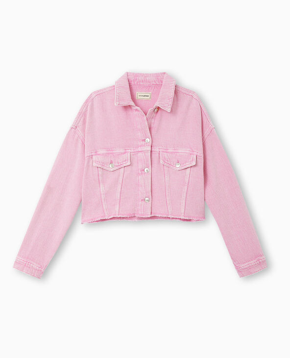 Veste en jean coupée cropped rose - Pimkie
