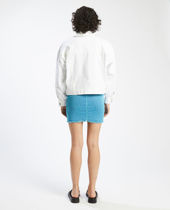 Veste en jean blanc coutures fluo blanc - Pimkie