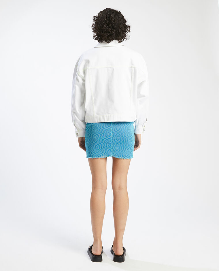 Veste en jean blanc coutures fluo blanc - Pimkie