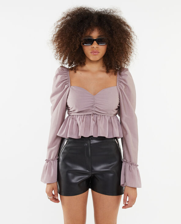 Blouse courte avec volants lilas - Pimkie