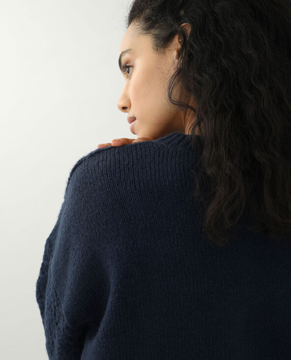 Gilet maille fantaisie bleu marine - Pimkie