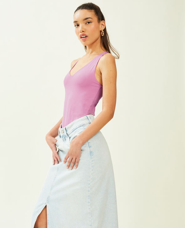 Body uni à col V rose - Pimkie