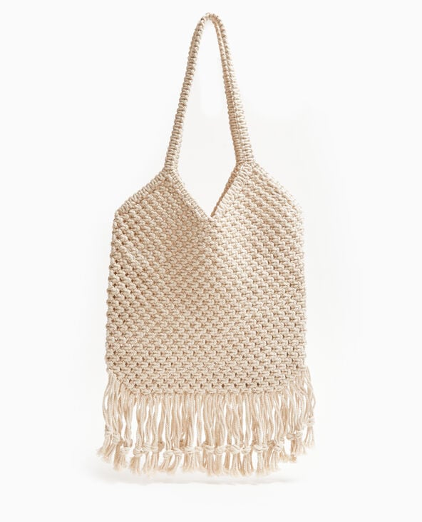 Sac en crochet avec franges blanc - Pimkie