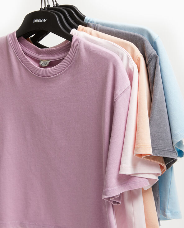 T-shirt court en coton épais effet délavé rose clair - Pimkie