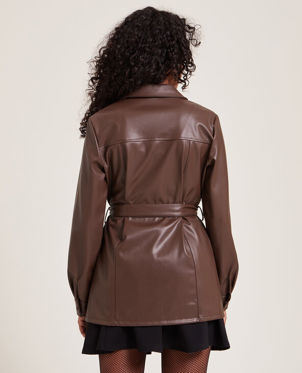 Chemise longue en simili marron - Pimkie