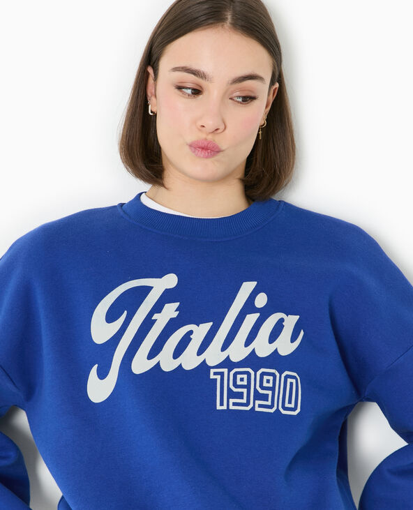 Sweat col rond avec print bleu marine - Pimkie