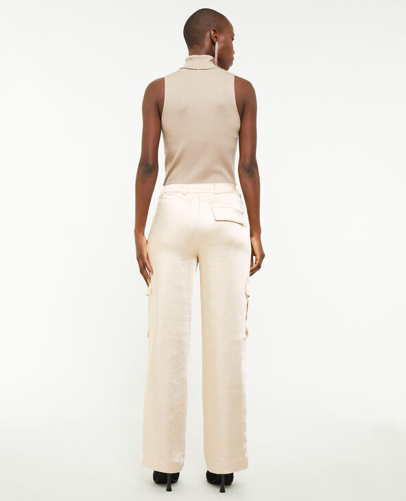 Pantalon cargo en satin beige - Pimkie