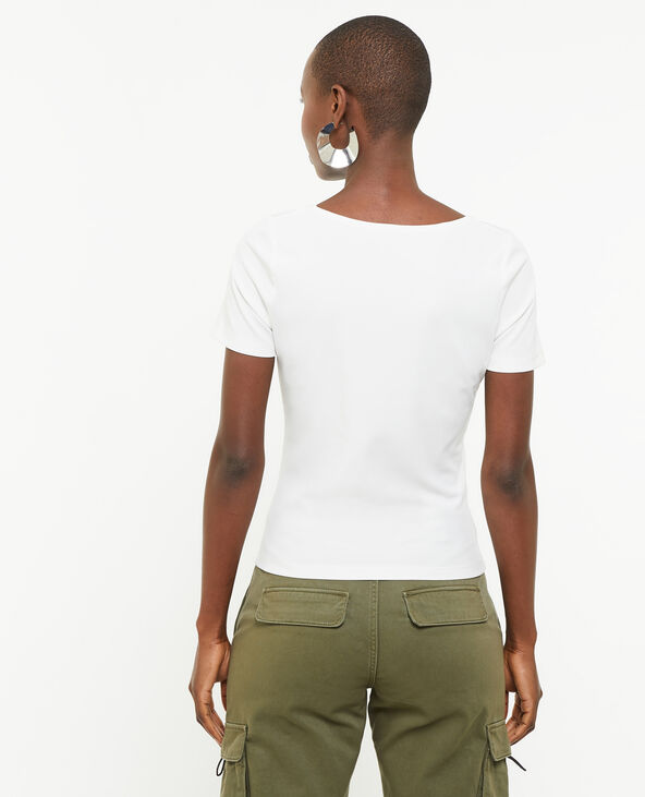 Top encolure carré maille côtelée blanc - Pimkie