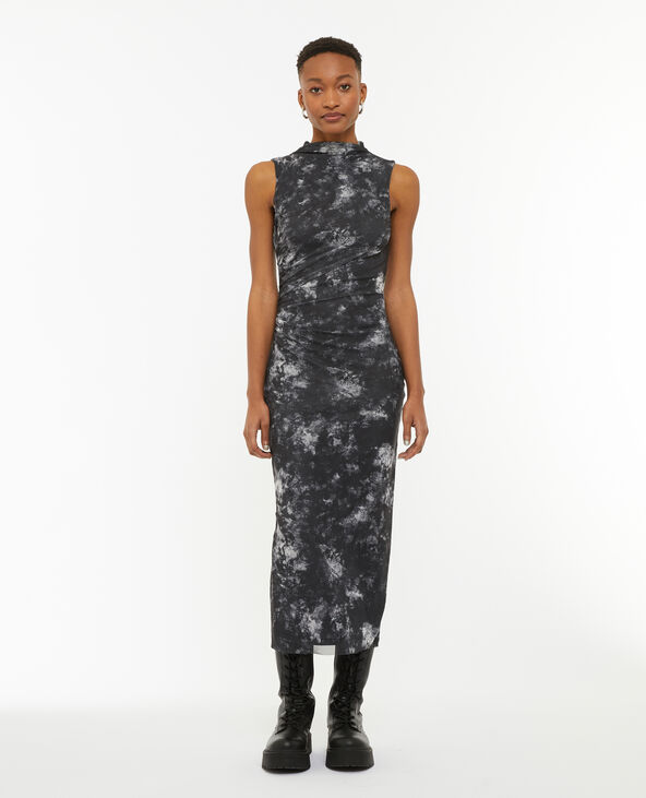 Robe longue en tulle effet marbré noir - Pimkie