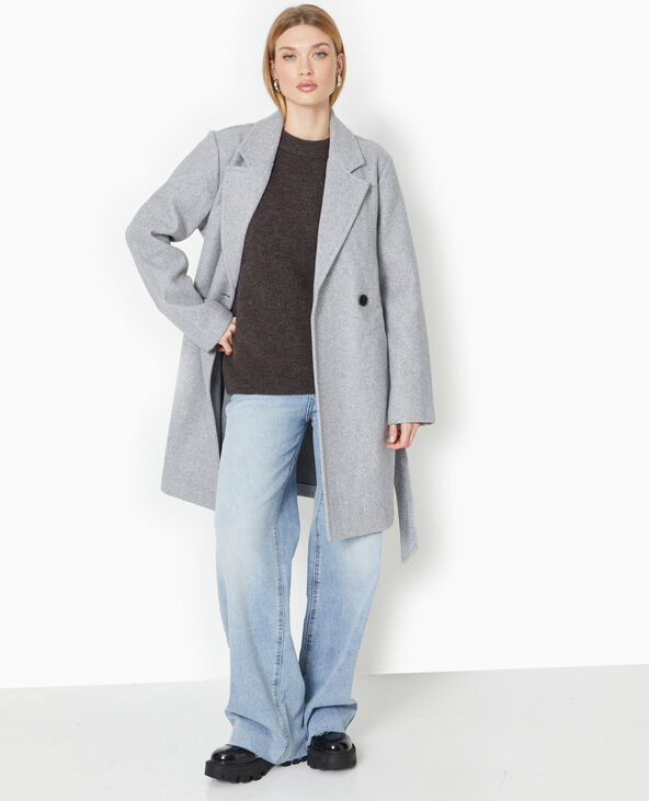 Manteau mi long avec ceinture sale