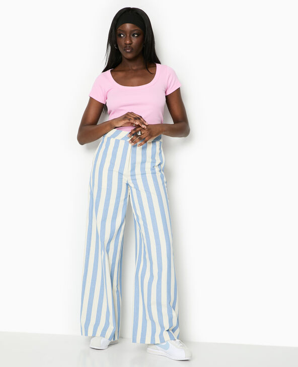 Pantalon droit avec larges rayures bleu - Pimkie