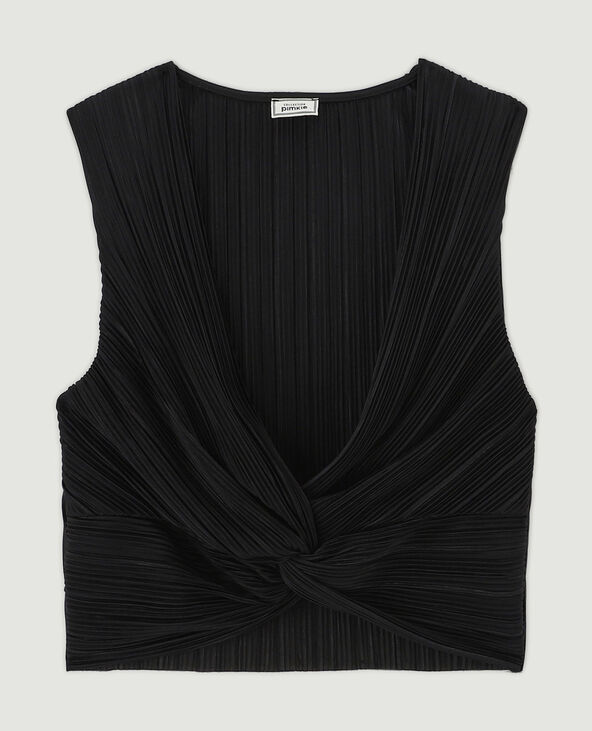Top court en tissu plissé noir - Pimkie