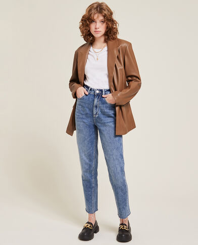 Veste blazer en simili cuir taupe - Pimkie