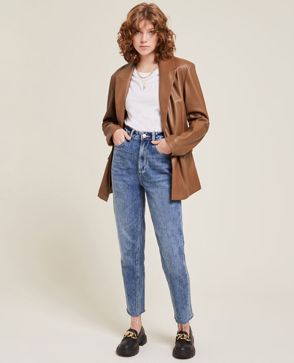Veste blazer en simili cuir taupe - Pimkie