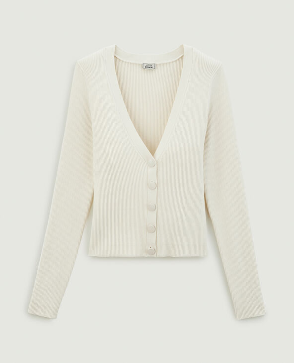 Gilet maille côtelée écru - Pimkie