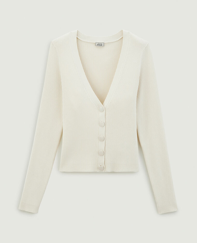 Gilet maille côtelée écru - Pimkie
