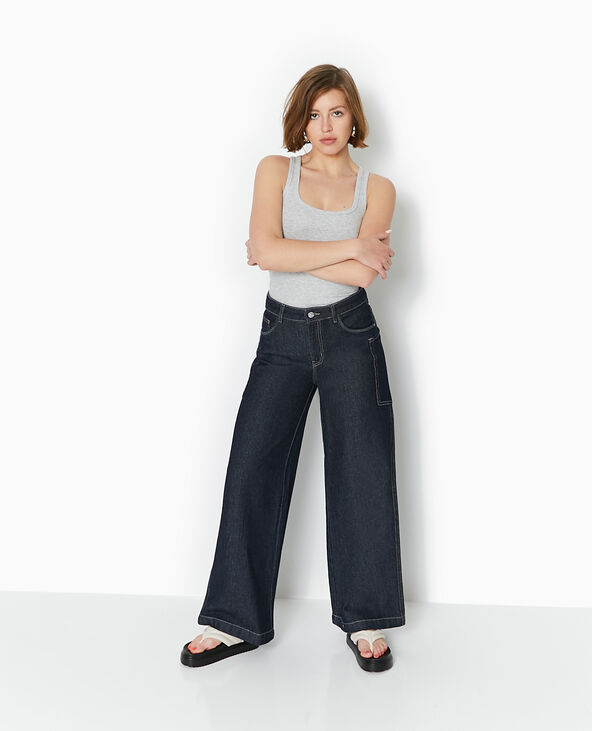 Jean wide avec poches côtés taille regular bleu - Pimkie